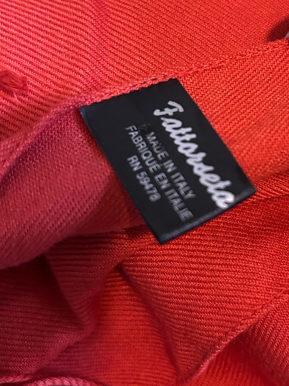 Orange Fringe Scarf, Wrap made in Italy - Picture 5 of 7